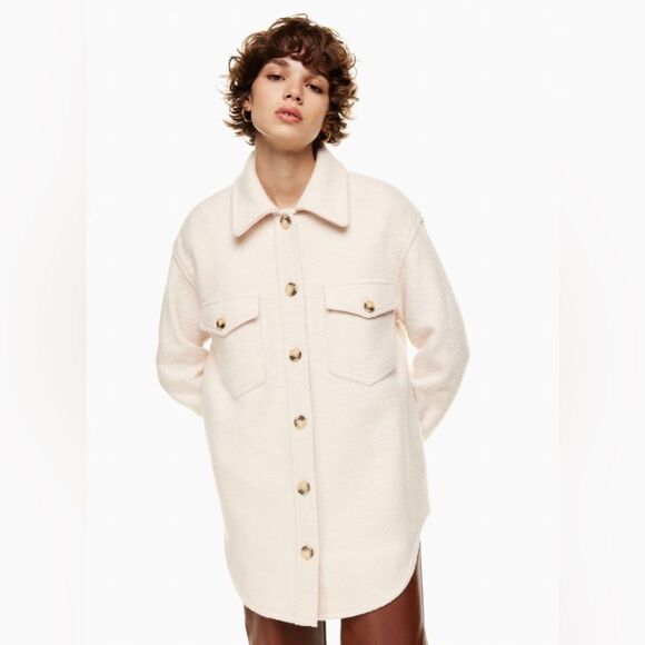 NWOT Aritzia Wilfred Free Ganna Shacket in Heather Bone - Picture 1 of 13